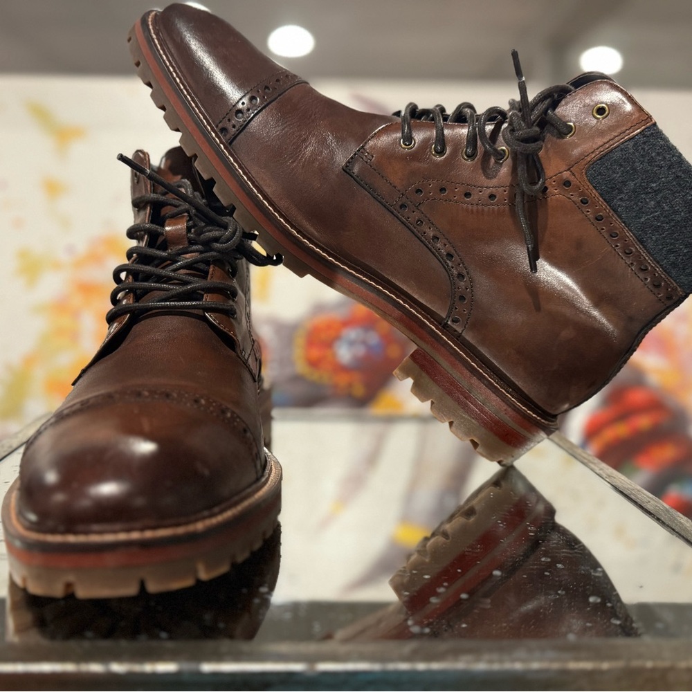 Johnston & Murphy Dark Brown Charcoal Cap Toe Boots